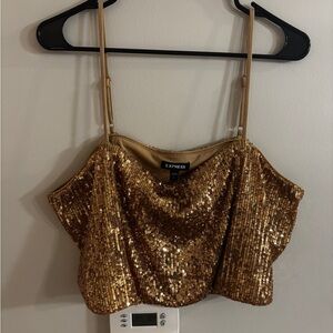 Express Gold Sequin Women's Crop Top